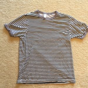 American apparel black/white striped t grey ringer